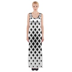 Square Pattern Monochrome Maxi Thigh Split Dress by Celenk