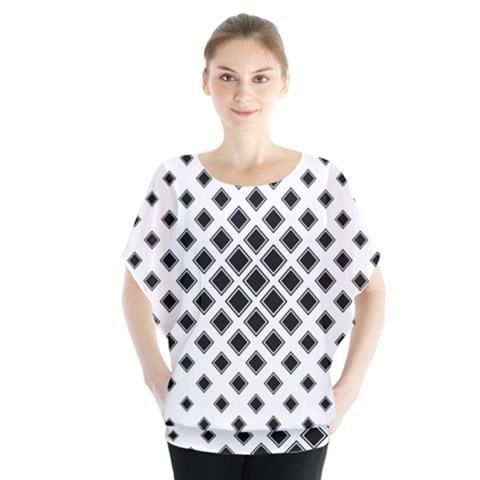 Square Pattern Monochrome Blouse by Celenk