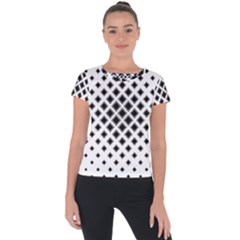 Square Pattern Monochrome Short Sleeve Sports Top  by Celenk