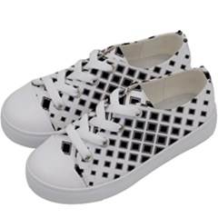 Square Pattern Monochrome Kids  Low Top Canvas Sneakers