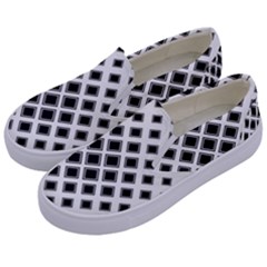 Square Pattern Monochrome Kids  Canvas Slip Ons by Celenk