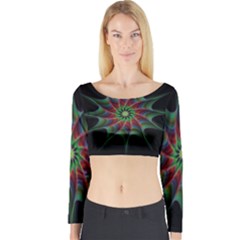 Star Abstract Burst Starburst Long Sleeve Crop Top by Celenk