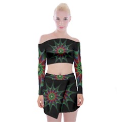 Star Abstract Burst Starburst Off Shoulder Top With Mini Skirt Set by Celenk