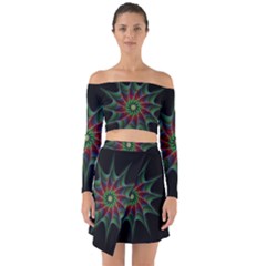 Star Abstract Burst Starburst Off Shoulder Top With Skirt Set by Celenk