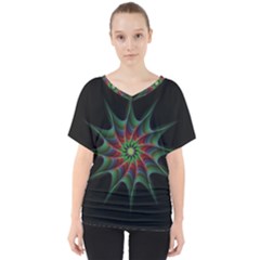 Star Abstract Burst Starburst V-neck Dolman Drape Top