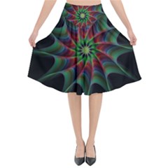 Star Abstract Burst Starburst Flared Midi Skirt by Celenk