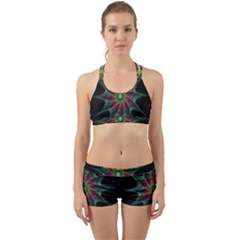 Star Abstract Burst Starburst Back Web Sports Bra Set