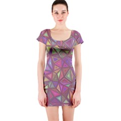 Triangle Background Abstract Short Sleeve Bodycon Dress by Celenk