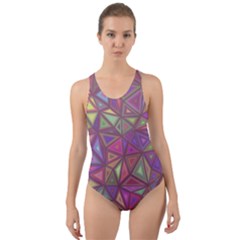 Triangle Background Abstract Cut-out Back One Piece Swimsuit by Celenk