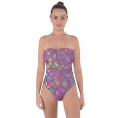 Triangle Background Abstract Tie Back One Piece Swimsuit