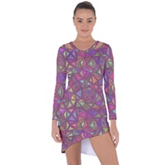 Triangle Background Abstract Asymmetric Cut-out Shift Dress