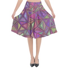 Triangle Background Abstract Flared Midi Skirt