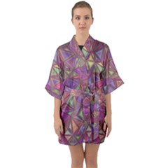 Triangle Background Abstract Quarter Sleeve Kimono Robe