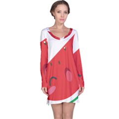 Watermelon Red Network Fruit Juicy Long Sleeve Nightdress by Celenk