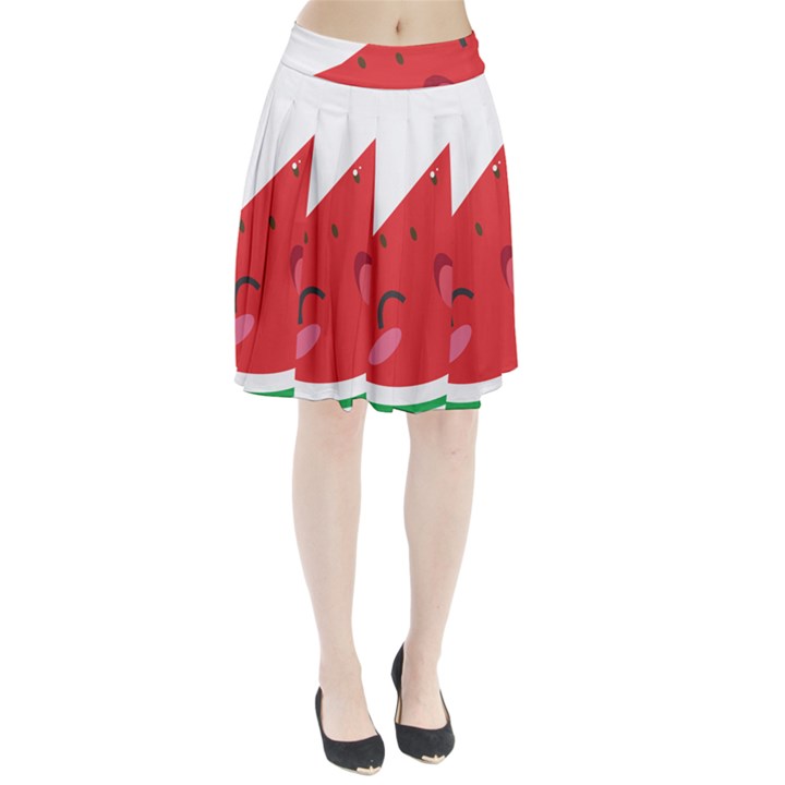 Watermelon Red Network Fruit Juicy Pleated Skirt