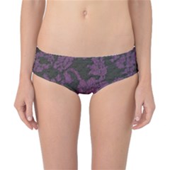 Purple Black Red Fabric Textile Classic Bikini Bottoms by Celenk