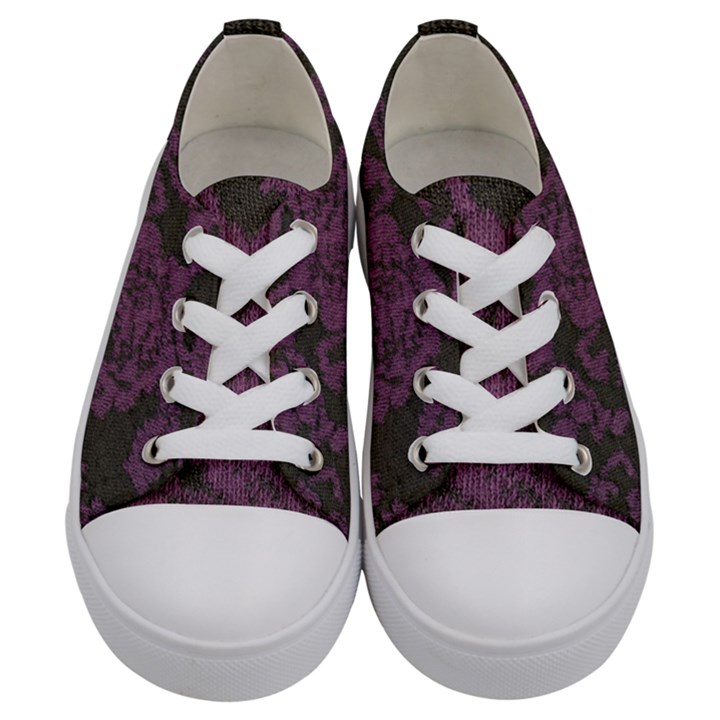 Purple Black Red Fabric Textile Kids  Low Top Canvas Sneakers