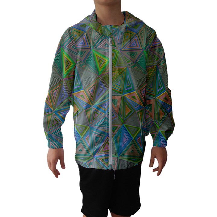 Triangle Background Abstract Hooded Wind Breaker (Kids)