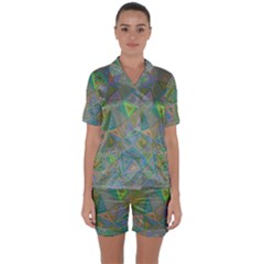 Triangle Background Abstract Satin Short Sleeve Pyjamas Set by Celenk