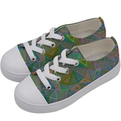 Triangle Background Abstract Kids  Low Top Canvas Sneakers by Celenk