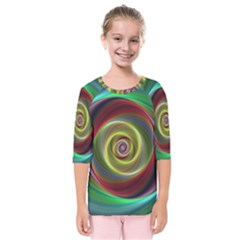 Spiral Vortex Fractal Render Swirl Kids  Quarter Sleeve Raglan Tee