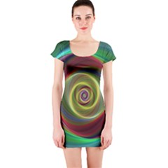 Spiral Vortex Fractal Render Swirl Short Sleeve Bodycon Dress by Celenk