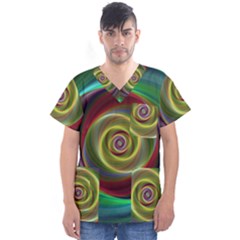 Spiral Vortex Fractal Render Swirl Men s V-neck Scrub Top