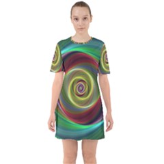 Spiral Vortex Fractal Render Swirl Sixties Short Sleeve Mini Dress