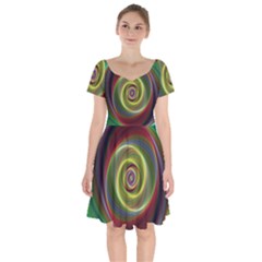 Spiral Vortex Fractal Render Swirl Short Sleeve Bardot Dress by Celenk