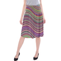 Wave Abstract Happy Background Midi Beach Skirt by Celenk