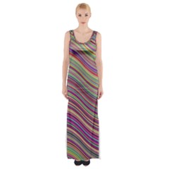 Wave Abstract Happy Background Maxi Thigh Split Dress by Celenk