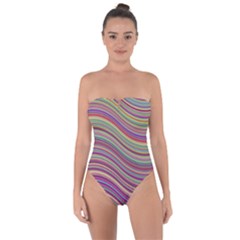 Wave Abstract Happy Background Tie Back One Piece Swimsuit by Celenk