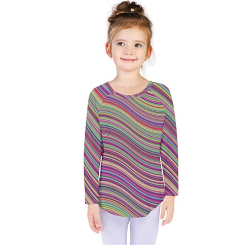 Wave Abstract Happy Background Kids  Long Sleeve Tee by Celenk