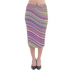 Wave Abstract Happy Background Velvet Midi Pencil Skirt by Celenk