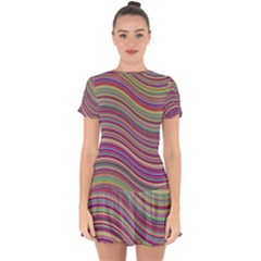 Wave Abstract Happy Background Drop Hem Mini Chiffon Dress