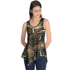 Wonderful Noble Steampunk Design, Clocks And Gears And Butterflies Sleeveless Tunic by FantasyWorld7