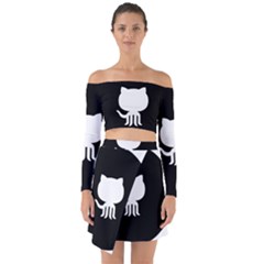 Logo Icon Github Off Shoulder Top With Skirt Set