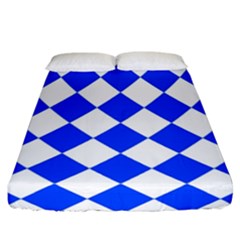 Blue White Diamonds Seamless Fitted Sheet (california King Size)