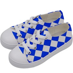 Blue White Diamonds Seamless Kids  Low Top Canvas Sneakers by Celenk