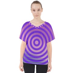 Circle Target Focus Concentric V-neck Dolman Drape Top