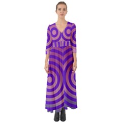 Circle Target Focus Concentric Button Up Boho Maxi Dress