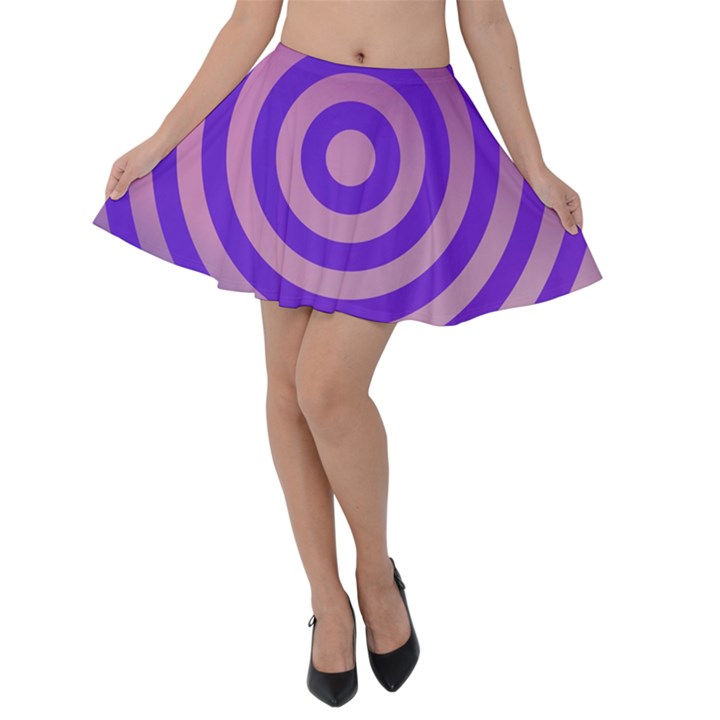 Circle Target Focus Concentric Velvet Skater Skirt