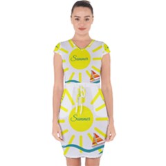 Summer Beach Holiday Holidays Sun Capsleeve Drawstring Dress 