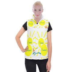 Summer Beach Holiday Holidays Sun Women s Button Up Puffer Vest by Celenk