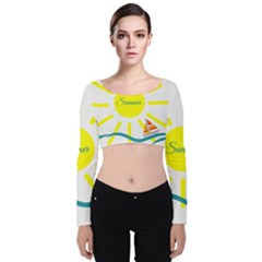 Summer Beach Holiday Holidays Sun Velvet Long Sleeve Crop Top by Celenk