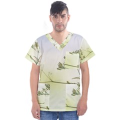 Spring Plant Nature Blue Green Men s V-neck Scrub Top