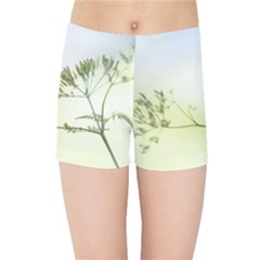 Spring Plant Nature Blue Green Kids Sports Shorts