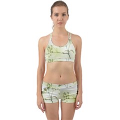 Spring Plant Nature Blue Green Back Web Sports Bra Set by Celenk