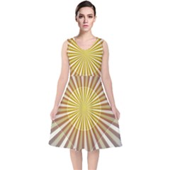 Abstract Art Modern Abstract V-neck Midi Sleeveless Dress 