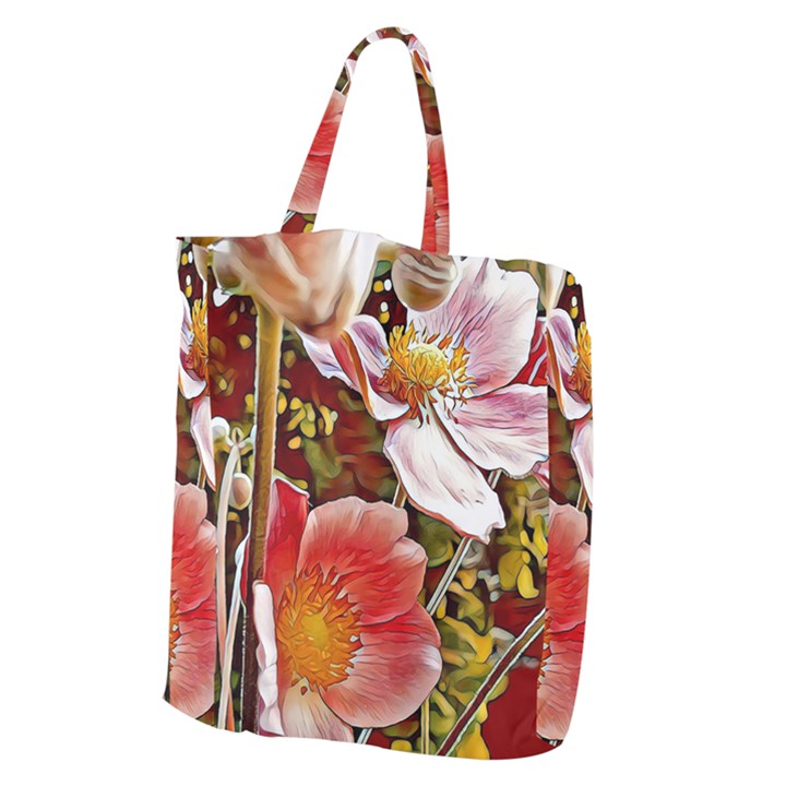 Flower Hostanamone Drawing Plant Giant Grocery Zipper Tote